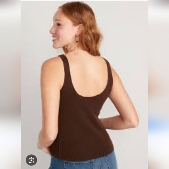 Nwot Brown knit sweater tank vest size M rib knit v neck - Picture 6 of 6